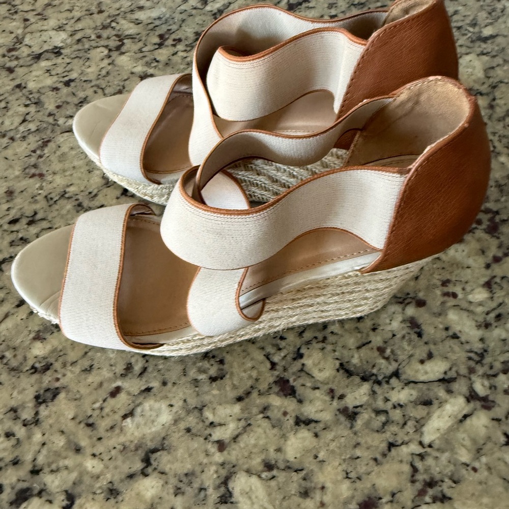 Mossimo Supply Co. Cream and Tan Wedge Sandals